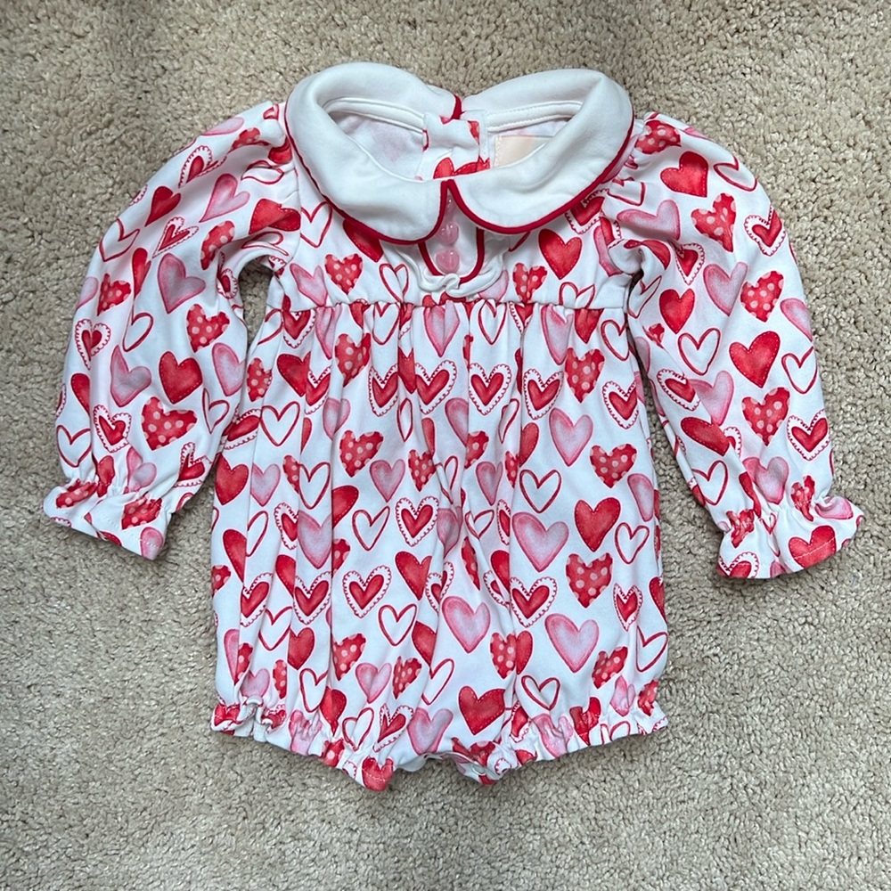 0-3 month Smockingbird long sleeved Valentine’s romper